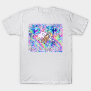 Moon Angel Sloth Rainbow Holographic T-Shirt